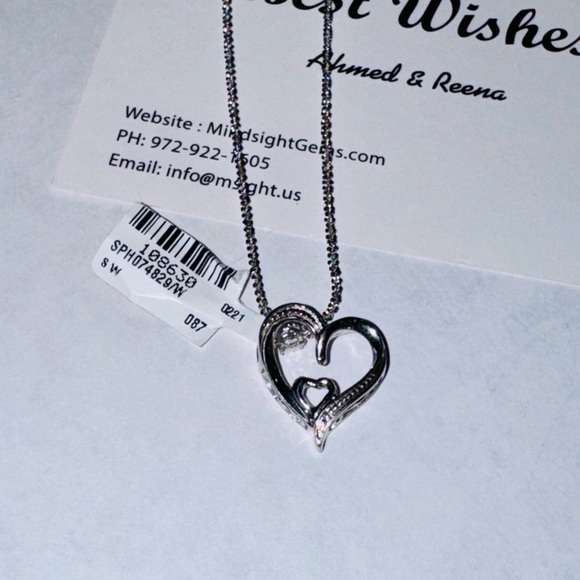 Dancing Real Diamond Heart pendant, Genuine Diamond gift for her, Affordable WOW - Picture 6 of 7